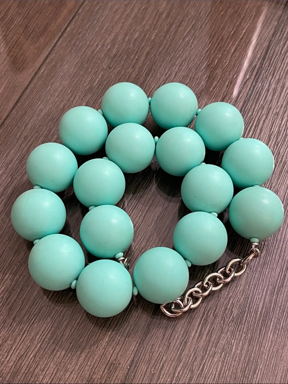 Vintage MONET Round Matte Gum Ball Sized Beaded Necklace - Tiffany Blue ?